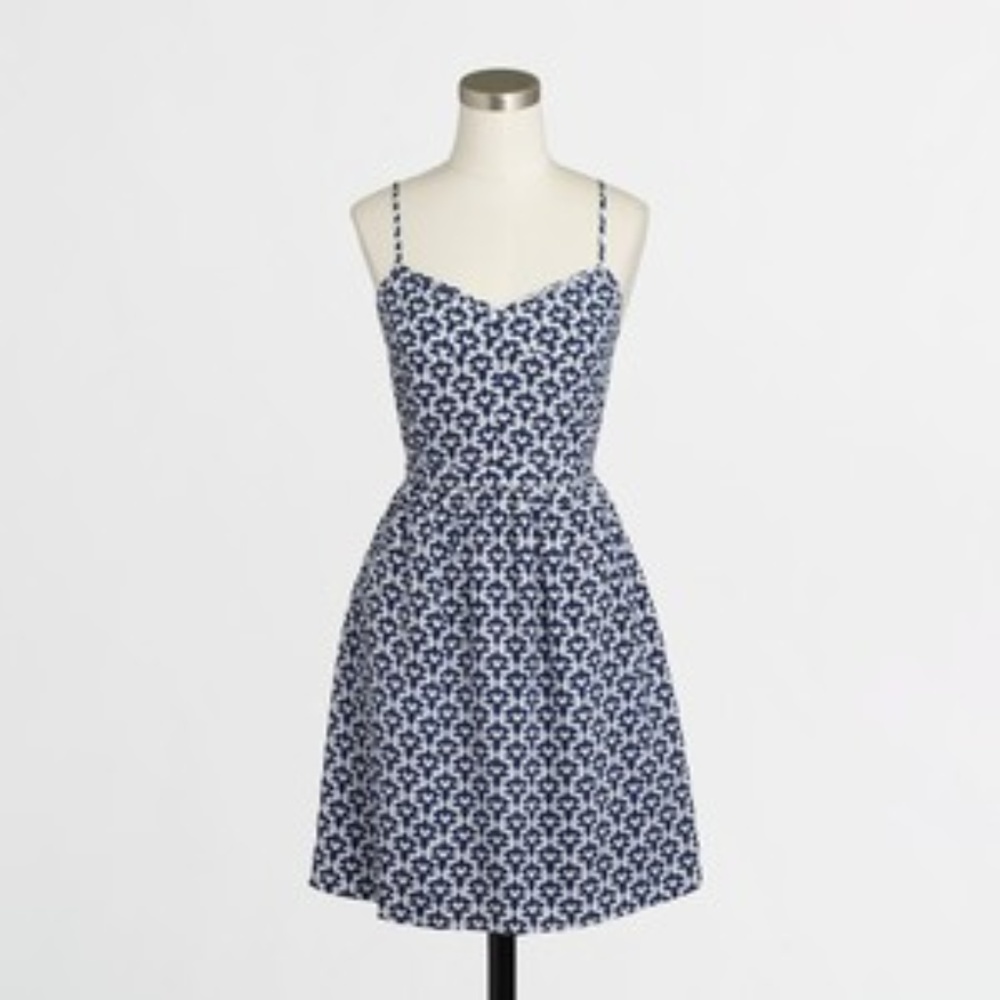 NWT J. Crew Factory Cami Dress Blue & White